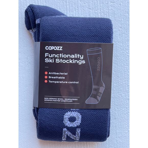 New 2 Pack of COPOZZ Wool Performance Socks for Men or Women - Navy Blue - Picture 1 of 8